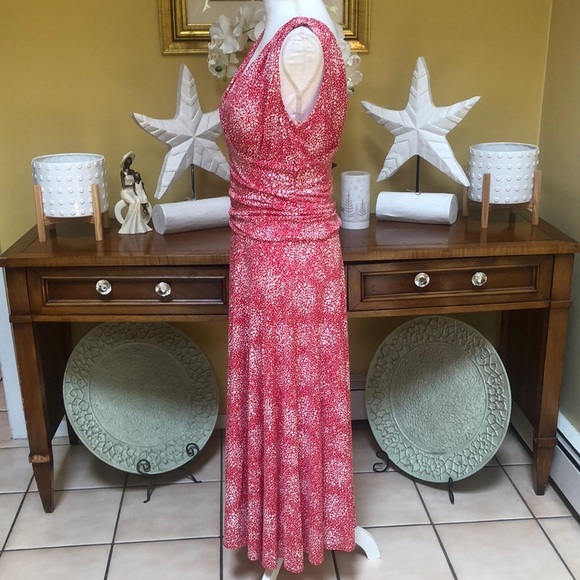 Dress Barn Red & White Floral Empire Waist Sleeveless Knee Length Midi Dress 10 - Picture 8 of 11